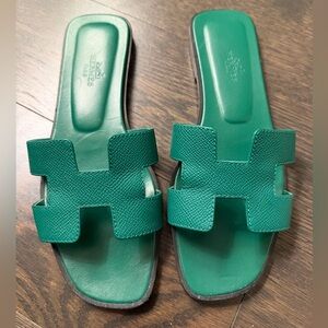 Hermes Green Oran Sandal 100% Authentic